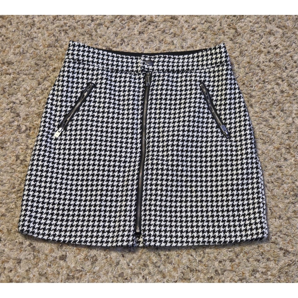 Hollister Ultra High Rise Houndstooth Tweed Mini Skirt Womens Size Small